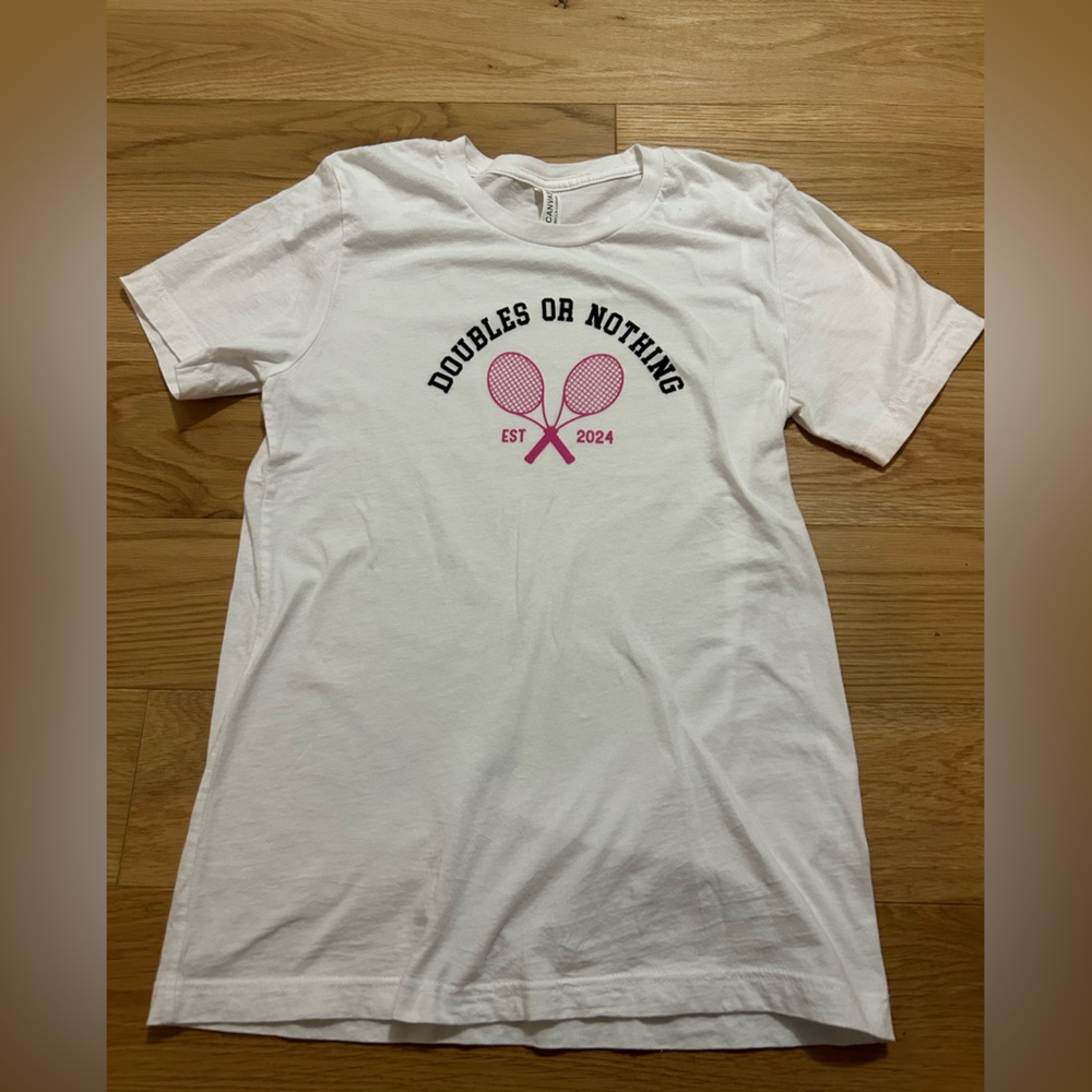 Doubles or Nothing Tennis Theme T Shirt Tee Small S